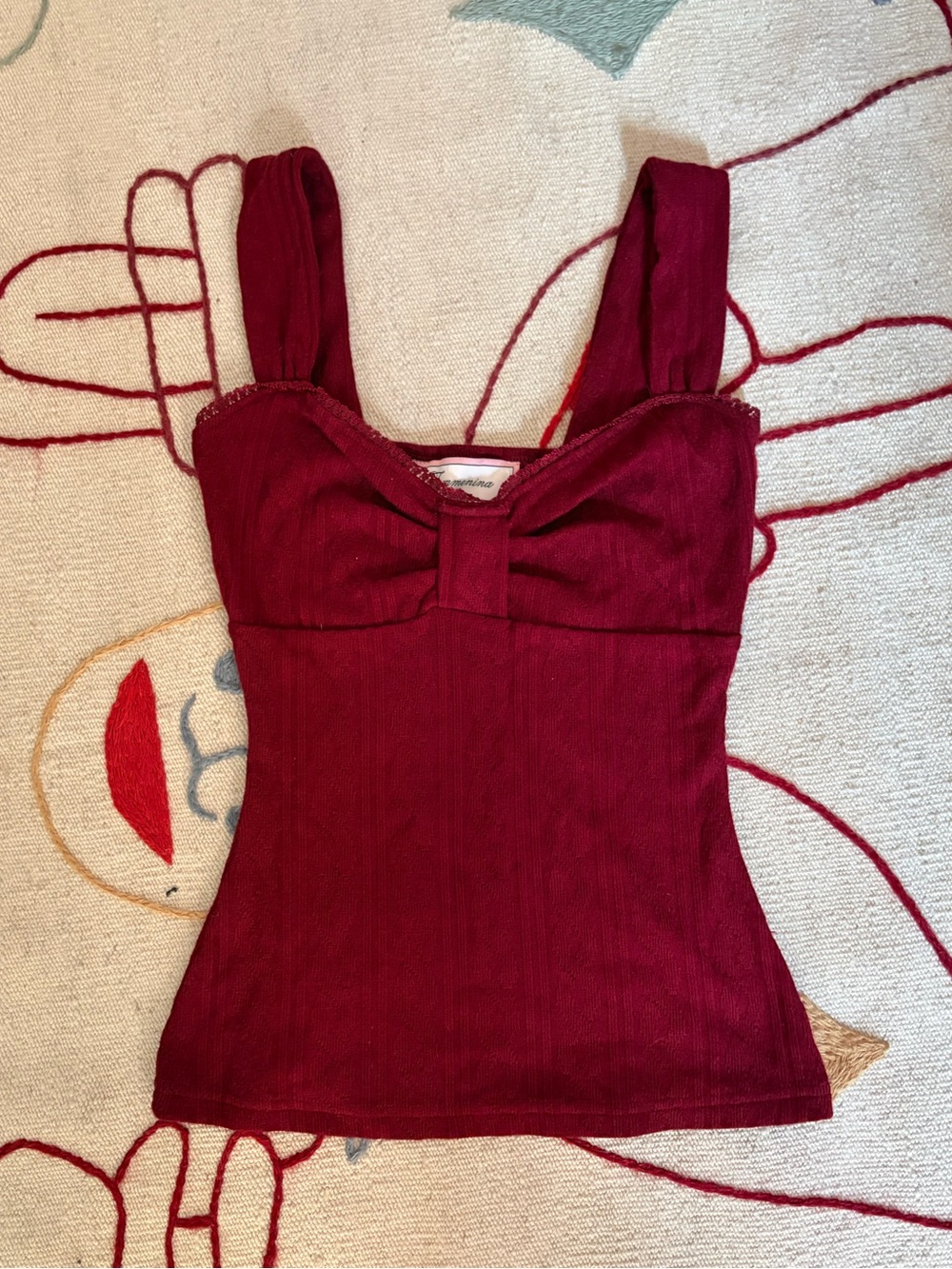 Burgundy Deep Red Ribbed Tank Top